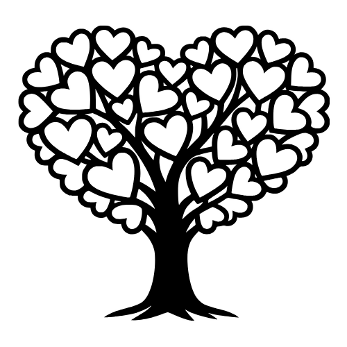 Tree of Hearts Outline - Digital File - XCS Friendly Digital My Custom Designs PDF