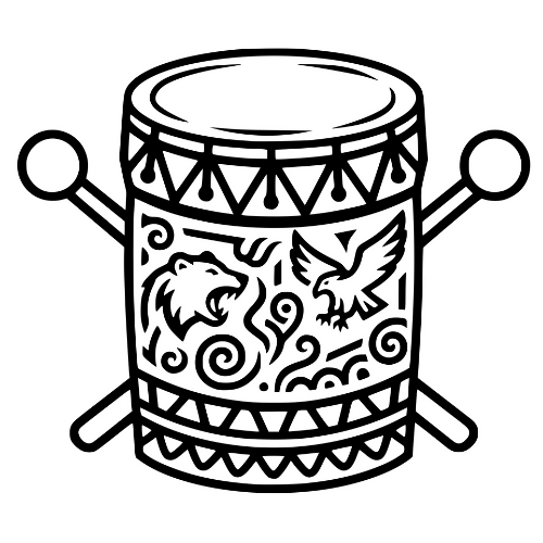 Tribal Drum Sketch - Digital File - XCS Friendly Digital My Custom Designs PDF