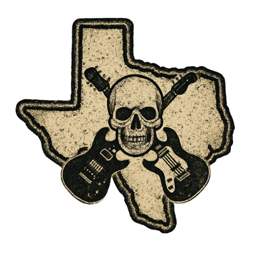 Urban Grunge Retro - Skull and Guitars Texas - T Shirt Design - Digital File Digital My Custom Designs 300 DPI PNG
