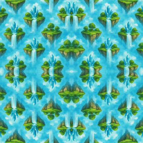 Fantasy and Myth - Floating Islands With Crystal Waterfalls - Pattern - Digital File Digital My Custom Designs PDF