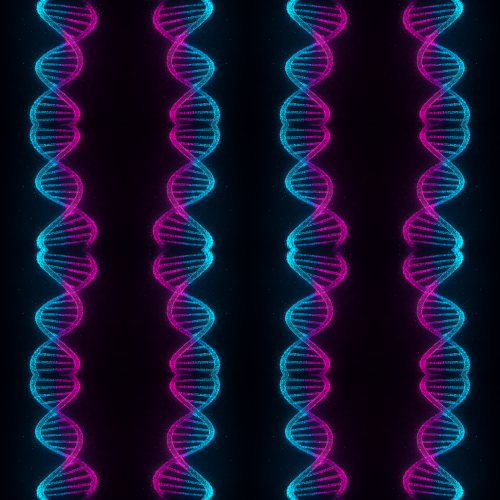 Futuristic and Sci-Fi- Digital DNA Helix Spirals In Glowing Cyan And Magenta - Pattern - Digital File Digital My Custom Designs PDF