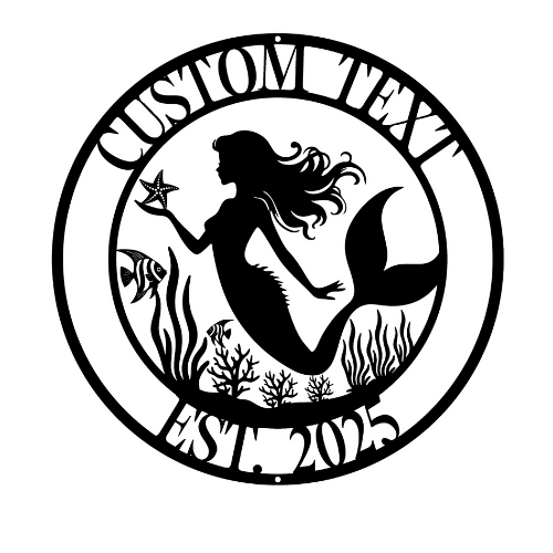 Mermaid - Custom Wall / Home Decor - Digital File Digital My Custom Designs ZIP File