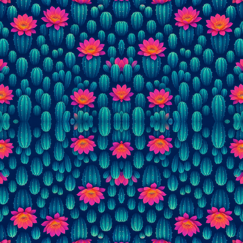 Floral and Botanical - Fluorescent Cactus Blooms - Pattern - Digital File Digital My Custom Designs PDF