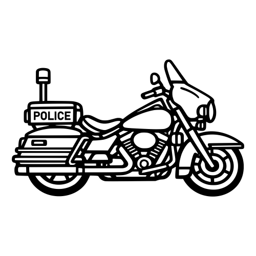 Police Motorcycle Side View Sketch - Vector Graphics - Digital File Digital My Custom Designs PDF