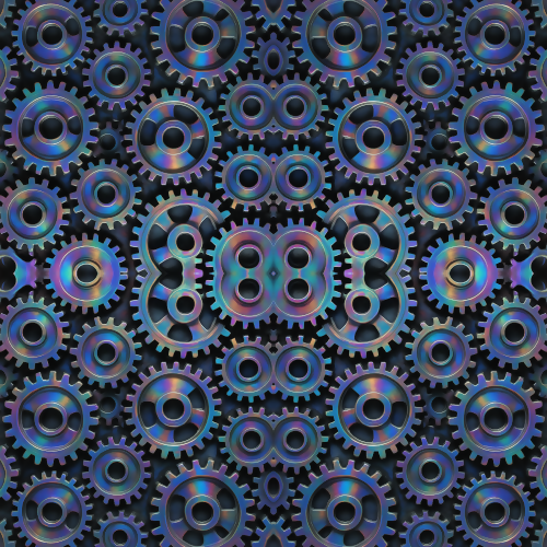 Industrial and Urban - Gear Wheels With Holographic Oilslick Shine - Pattern - Digital File Digital My Custom Designs PDF