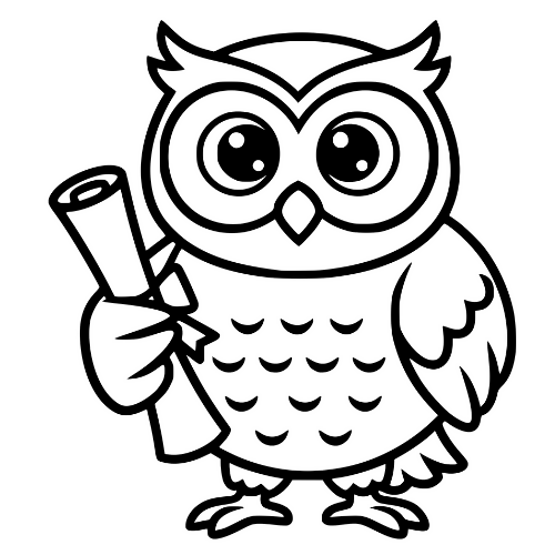 Cartoon Owl with Diploma - Digital File - XCS Friendly Digital My Custom Designs PDF