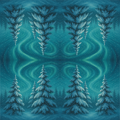 Nature and Landscape - Aurora Lit Pine Trees And Swirling Snow - Pattern - Digital File Digital My Custom Designs PDF