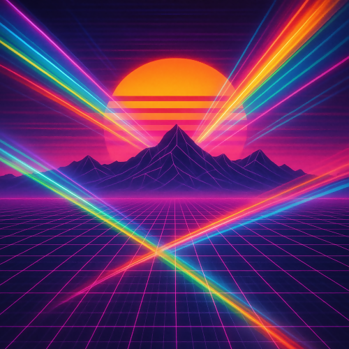 Vintage and Retro - 80s Synthwave Landscape With Prism Streaks - Pattern - Digital File Digital My Custom Designs PDF