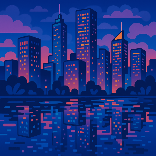 Industrial and Urban - Skyline Reflections In Digital Puddles - Pattern - Digital File Digital My Custom Designs PDF