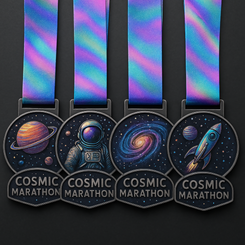 Sports and Active Lifestyle - Cosmic Marathon Medals With Holographic Ribbons - Pattern - Digital File Digital My Custom Designs PDF