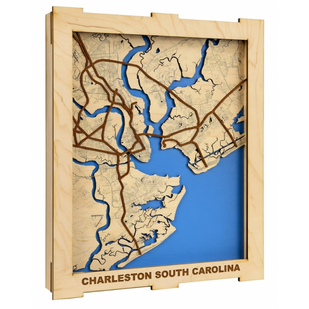 Charleston, South Carolina - Layered Map Box - Digital File Digital My Custom Designs SVG