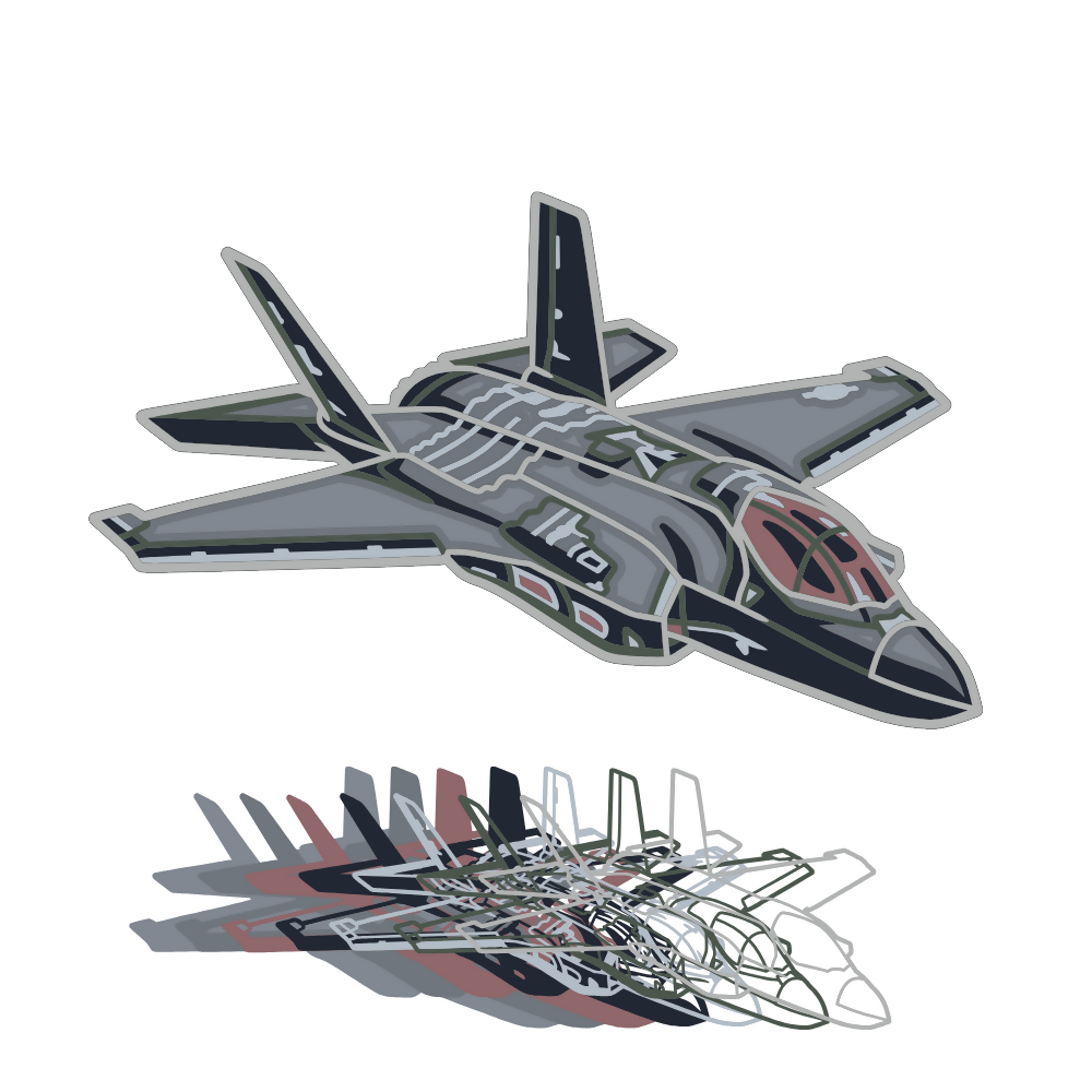 F -35 Fighter Jet - Vehicle - Layered Line Design - Digital File Digital My Custom Designs ZIP File