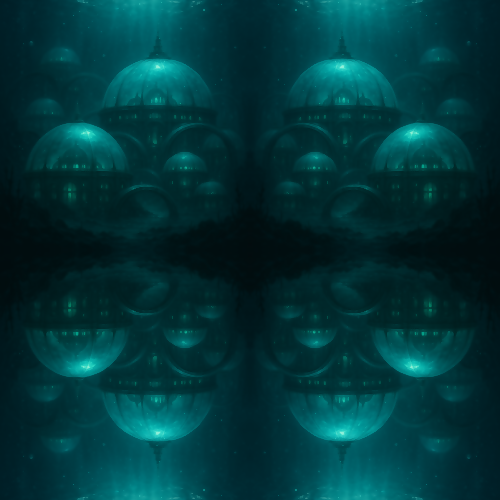 Futuristic & Sci-Fi - Underwater City Domes Glowing in Turquoise - Pattern - Digital File Digital My Custom Designs PDF