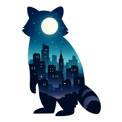 Urban Grunge Retro - Raccoon Urban Night - T Shirt Design - Digital File Digital My Custom Designs 300 DPI PNG
