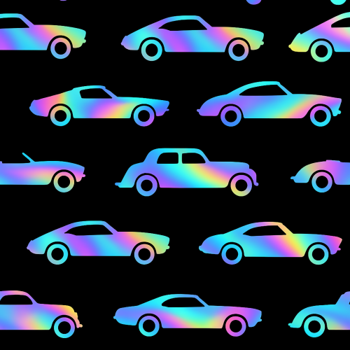 Vintage and Retro - Classic Car Silhouettes With Holographic Chromes - Pattern - Digital File Digital My Custom Designs PDF