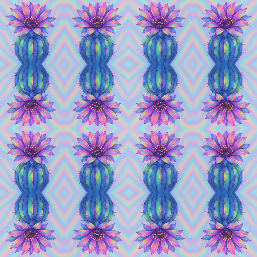 Floral Geometric Fusion - Prism Cactus Flowers Pattern - Digital File Digital My Custom Designs PDF