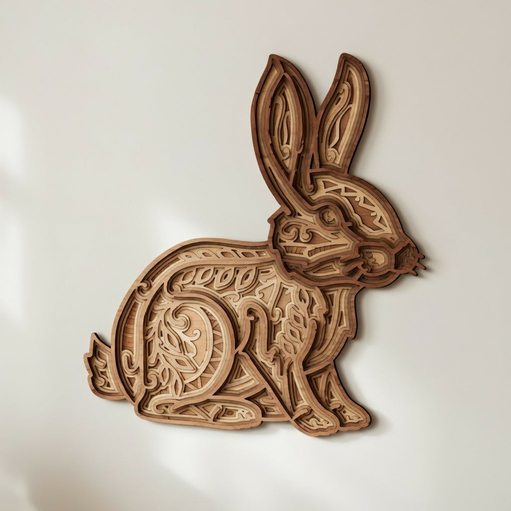 Line Design Rabbit - Layered Wall Home Decor - Digital File Digital My Custom Designs