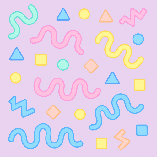 Vintage and Retro - Geometric Memphis Squiggles In Pastel Neon - Pattern - Digital File Digital My Custom Designs PDF