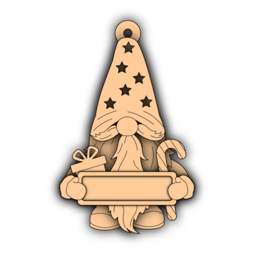 Gnome with Nameplate Ornament - Layered - Digital File Digital My Custom Designs SVG