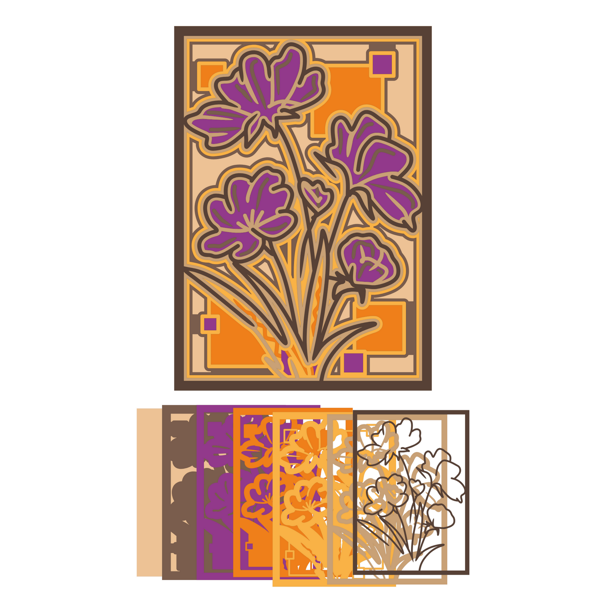 Flower 14 - Layered Line Design - Nature - Digital File Digital My Custom Designs ZIP File