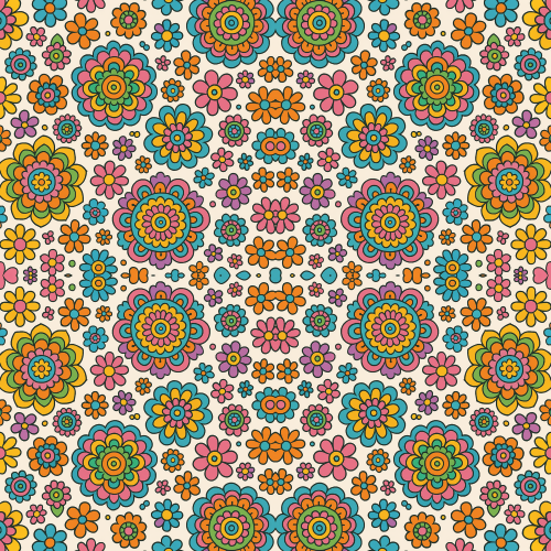 Vintage and Retro - Groovy Flower Power Mandalas In Candy Colors - Pattern - Digital File Digital My Custom Designs PDF