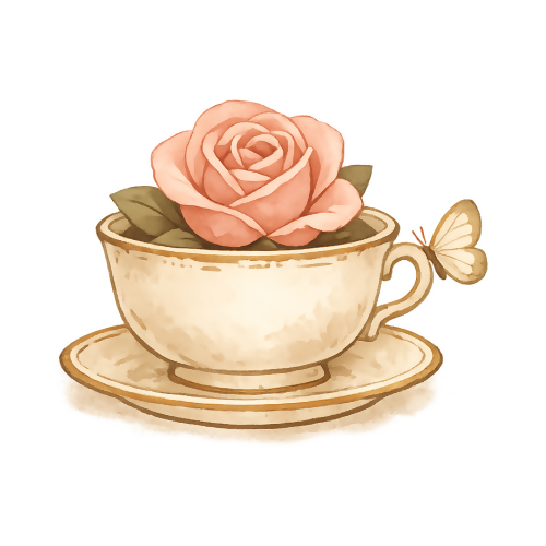 Vintage Teacup - Art & Aesthetics - T Shirt Designs - Digital File Digital My Custom Designs 300 DPI PNG