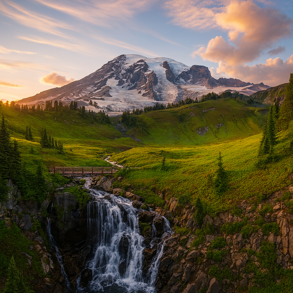 Myrtle Falls - Mount Rainier National Park - Washington United States - Rendered - Digital File Digital My Custom Designs PDF