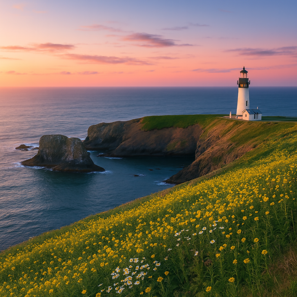 Yaquina Head Lighthouse - Oregon Coast - Oregon United States - Rendered - Digital File