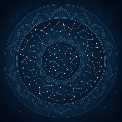 Futuristic and Sci-Fi - Star Map Mandala With Shimmering Constellation Lines - Pattern - Digital File Digital My Custom Designs PDF