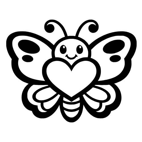 Butterfly with Heart Cartoon - Digital File - XCS Friendly Digital My Custom Designs PDF