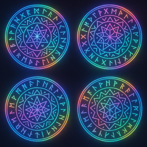 Fantasy and Myth - Holographic Rune Mandalas With Shifting Colors - Pattern - Digital File Digital My Custom Designs PDF