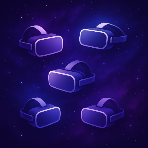 Futuristic and Sci-Fi - Virtual Reality Headset Icons Floating In Gradient Cosmos - Pattern - Digital File Digital My Custom Designs PDF
