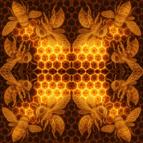 Animal and Wildlife - Fractal Honeybees And Glowing Honeycombs - Pattern - Digital File Digital My Custom Designs PDF