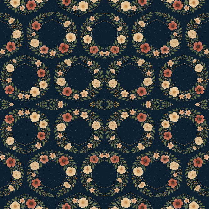 Floral Geometric Fusion - Floral Constellations Arranged in Polygon Rings Pattern - Digital File Digital My Custom Designs PDF