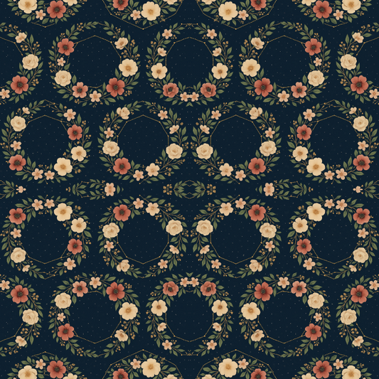 Floral Geometric Fusion - Floral Constellations Arranged in Polygon Rings Pattern - Digital File Digital My Custom Designs PDF