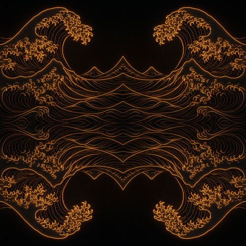 Water and Ocean - Stylized Waves Inspired By Japanese Woodcuts Glowing Edges - Pattern - Digital File Digital My Custom Designs PDF