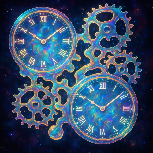 Futuristic and Sci-Fi - Cosmic Hologram Clocks With Liquid Light Gears - Pattern - Digital File Digital My Custom Designs PDF