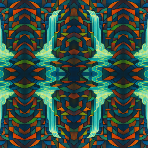Nature and Landscape - Cubist Waterfall Patterns With Neon Foam - Pattern - Digital File Digital My Custom Designs PDF
