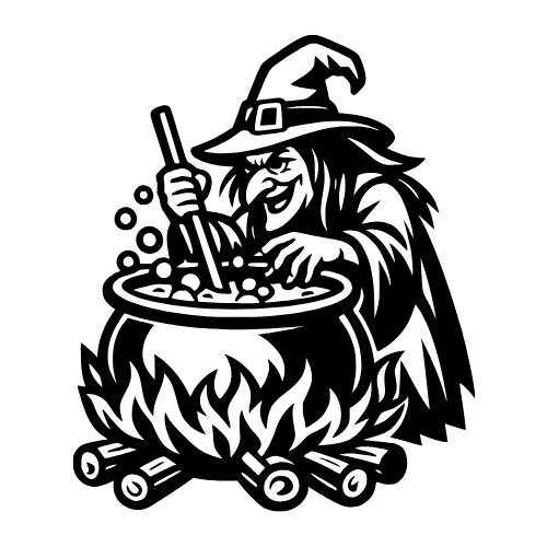 Witch Brewing Cauldron - Vector Graphics - Digital File Digital My Custom Designs PDF