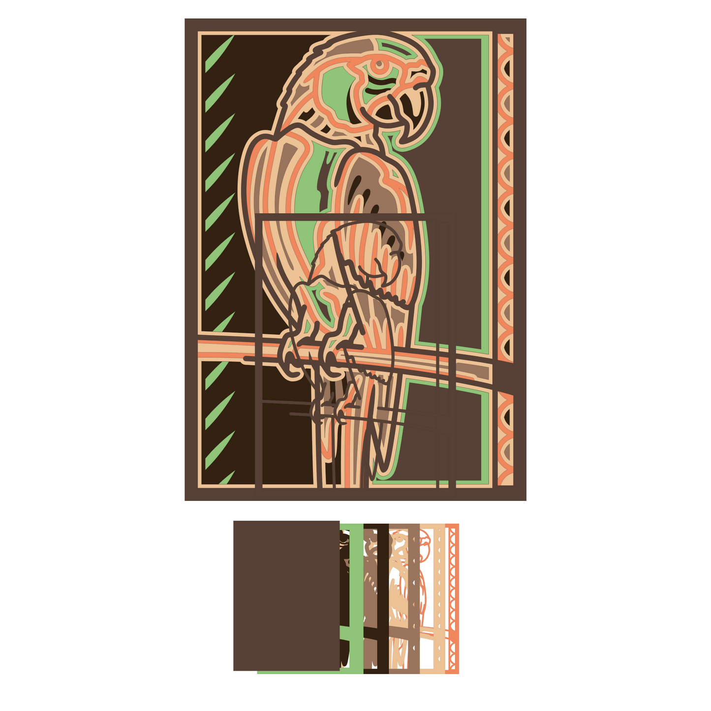 Parrot - Layered Line Designs - Pets Animals - Nature - Digital File Digital My Custom Designs