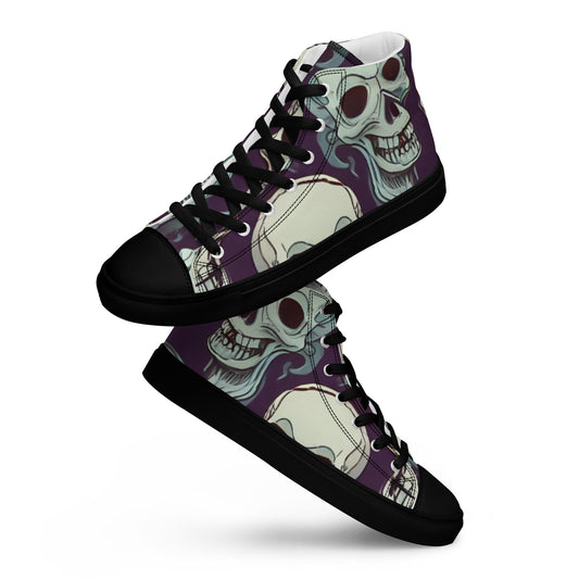 Skull Pattern Women’s High Top Canvas Shoes My Custom Designs Black 5