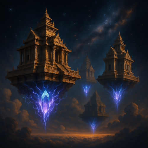 Futuristic & Sci-Fi - Floating Temples Powered by Plasma Crystals - Pattern - Digital File Digital My Custom Designs PDF