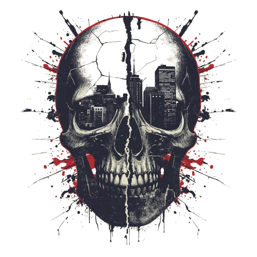 Urban Grunge Retro - Urban Skullscape - T Shirt Design - Digital File Digital My Custom Designs 300 DPI PNG