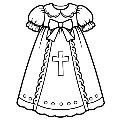 Baptism Gown Sketch - Digital File - XCS Friendly Digital My Custom Designs PDF