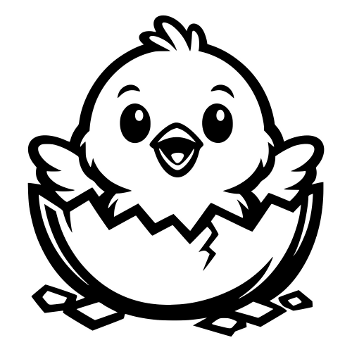 Chick Hatching From Egg - Vector Graphics - Digital File