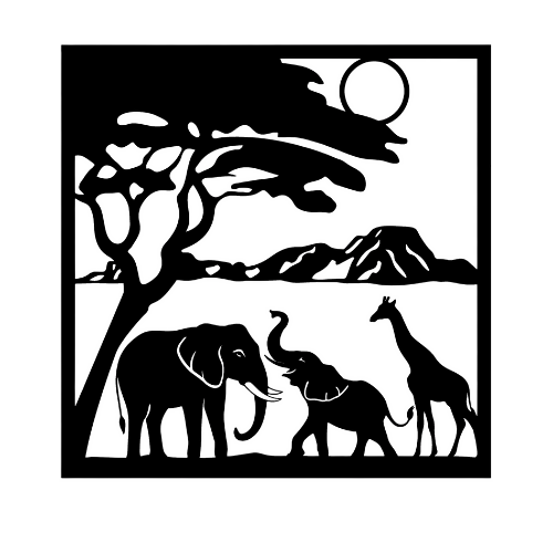 Elephant Giraffe Mountain - Wall / Home Decor - Digital File Digital My Custom Designs ZIP File