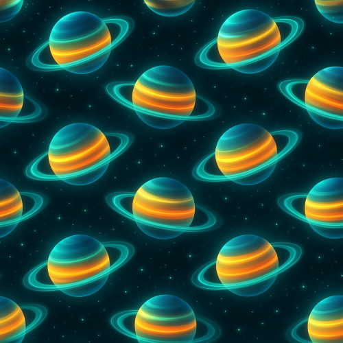 Futuristic and Sci-Fi- Planet Rings With Glowing Atmosphere Bands - Pattern - Digital File Digital My Custom Designs PDF