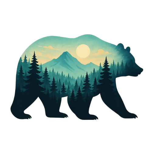 Nature & Outdoors Bear Forest - T Shirt Design - Digital File Digital My Custom Designs 300 DPI PNG