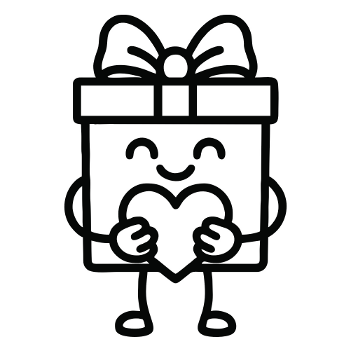 Cartoon Gift Holding Heart - Digital File - XCS Friendly Digital My Custom Designs PDF