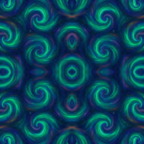 Space and Cosmic - Aurora Swirl Galaxies In Endless Kaleidoscopes - Pattern - Digital file